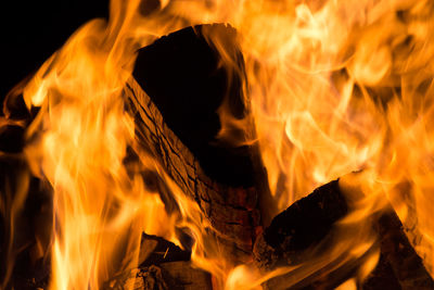 Close-up of bonfire at night