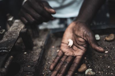 Close-up of hand holding cigarette