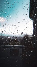 Full frame shot of raindrops on glass window