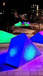 View of illuminated buildings at night