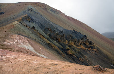 Scenic view of volcanic and colorful landscape