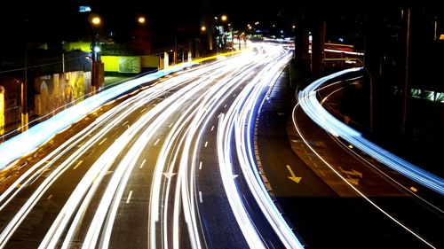 Light trails on highway at night