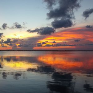 Scenic view of sea against dramatic sky