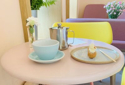 Close-up of breakfast on table