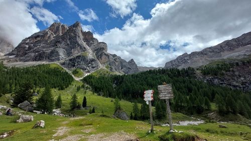 Panoramic view of landscape and mountains against sky