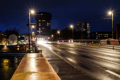 Light trails on road at night