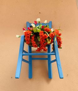 Flower pot against wall