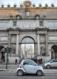 View of statue in city