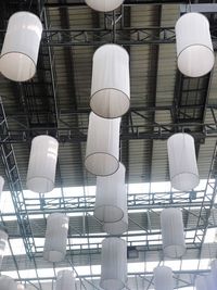 Close-up of illuminated lights hanging from ceiling
