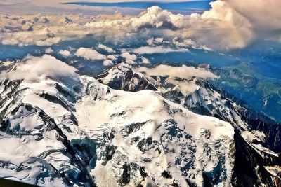 Aerial view of snow covered landscape