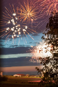 Firework display at night
