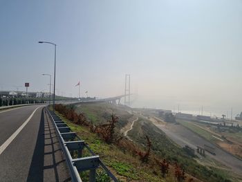 View of highway against clear sky