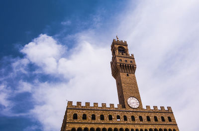 Low angle view of big ben against sky