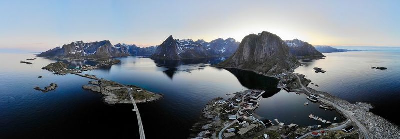 Panoramic view of sea and mountains