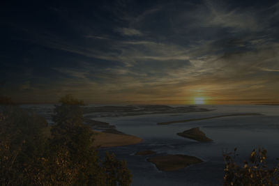 Scenic view of sea against sky during sunset