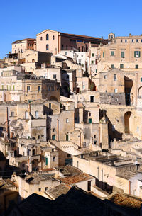 High angle view of buildings in city