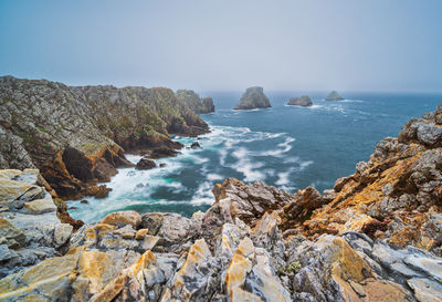 Scenic view of sea against clear sky