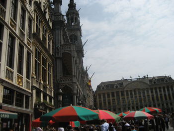 Low angle view of buildings in town