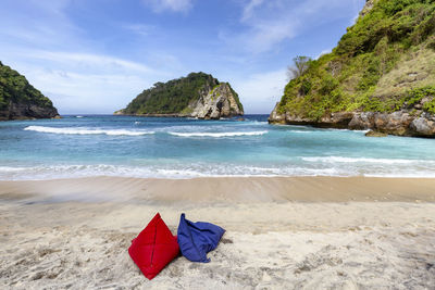 Scenic view of beach against sky