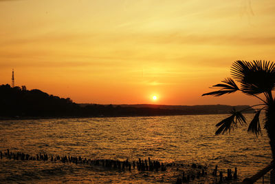 Scenic view of sea at sunset