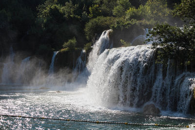 Scenic view of waterfall