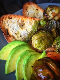 Close-up of fresh fruit salad in plate