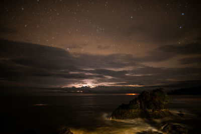 Scenic view of sea at night