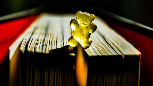 Close-up of open book on table