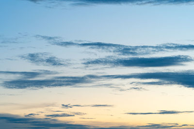 Low angle view of clouds in sky during sunset