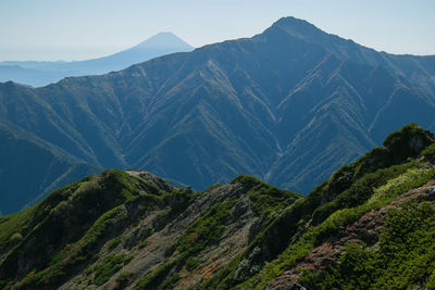 Scenic view of mountains against sky