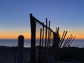 Scenic view of sea against clear sky during sunset