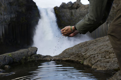 Scenic view of waterfall