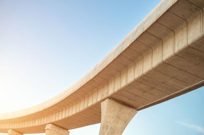 Low angle view of bridge against clear blue sky