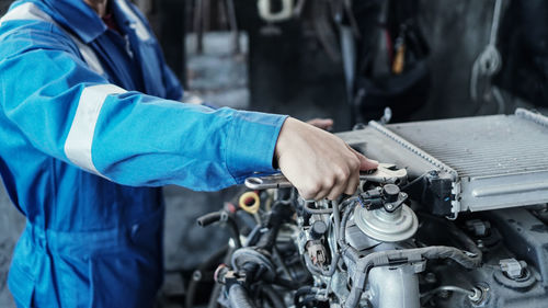 Man working in car