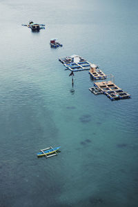 High angle view of nautical vessel in sea