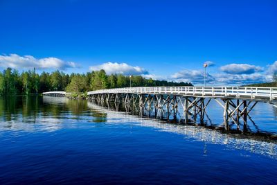 Bridge over river against blue sky