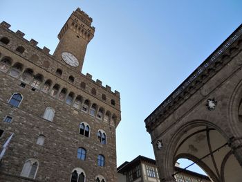 Low angle view of historical building against blue sky