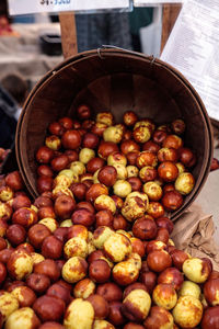 Bushel of brown ziziphus jujube dates also called red date or chinese date sold at a farmers market