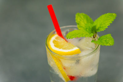 Close-up of drink on glass