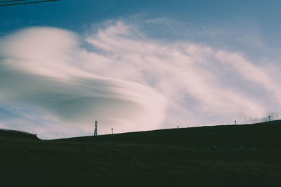 Scenic view of field against sky at dusk