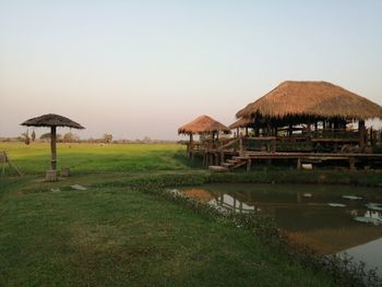 Built structure on shore against sky