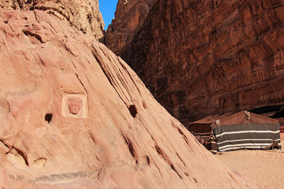 Stone carving at desert