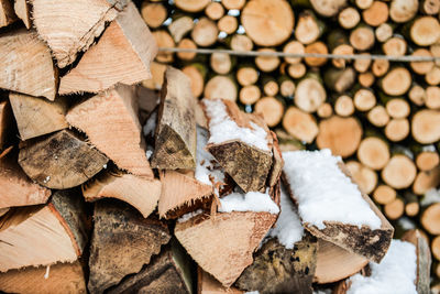 Close-up of logs stack