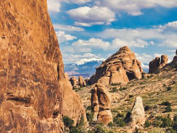 Panoramic view of rocky mountains against sky