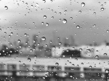 Close-up of water drops on glass