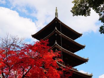 Low angle view of traditional building against sky