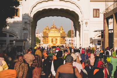 Group of people in front of building