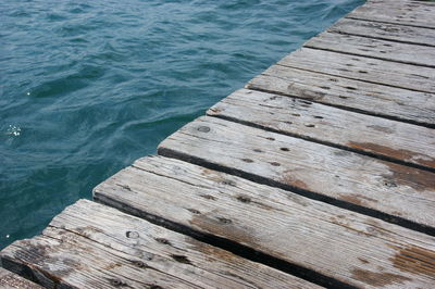 High angle view of pier on lake