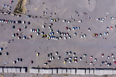 High angle view of crowd on road in city