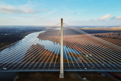 Large bridge over river with cars traffic